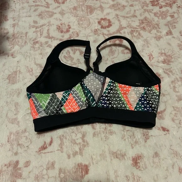 Multicolor zip front racerback sports bra 32C - Picture 2 of 4